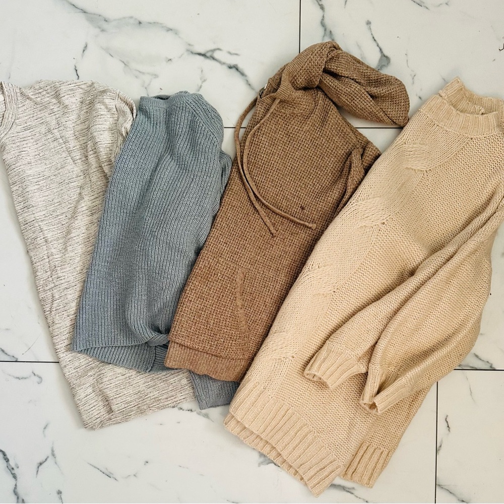 Cozy Women's Sweater Collection - Cream, Blue, Brown